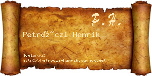 Petróczi Henrik névjegykártya